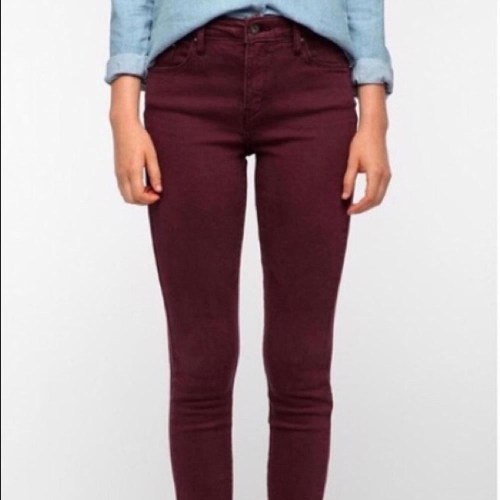 Just Black Burgundy skinny jeans